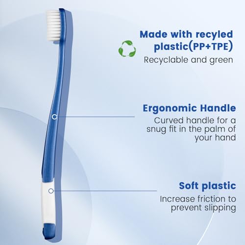 Fregum 8811W Extra Soft Toothbrushes for Adults, Periodontist Design Tapered Bristles for Sensitive Teeth and Receding Gums, 6 Count