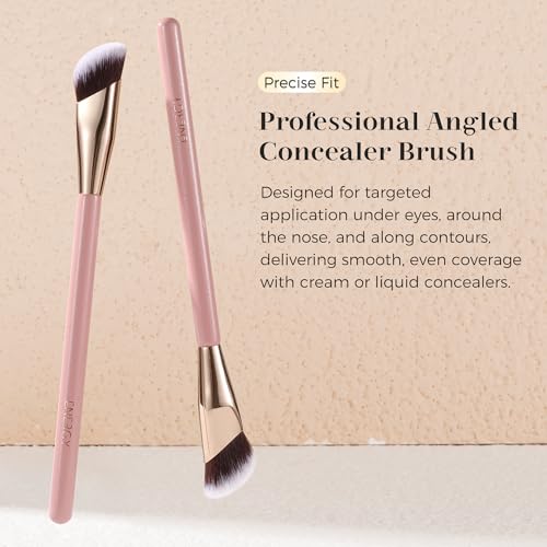 ENERGY Concealer Brush Under Eye, Small Angled Makeup Kabuki Precision Face Blending Brush - Liquid Cream Foundation Concealer for Dark Circles, Eyeshadow,Make Up Nose Contour Applicator Vegan (Pink)