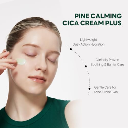 ROUND LAB Pine Cica Calming Cream Plus 60ml ? Dual-Texture Soothing Cream for Blemish Care, Acne-Prone Skin Safe, Sebum & Oil Control, Intensive Calming, Strengthens Skin Barrier, Clear & Calm Finish