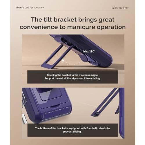 MelodySusie Professional Clip-On Cordless 2-in-1 Nail Drill with Adjustable Built-In Stand and Premium Motor, MB420G 40000RPM E-File with Max Speed for All Manicure Shaping & Gel Removal for Salon Use