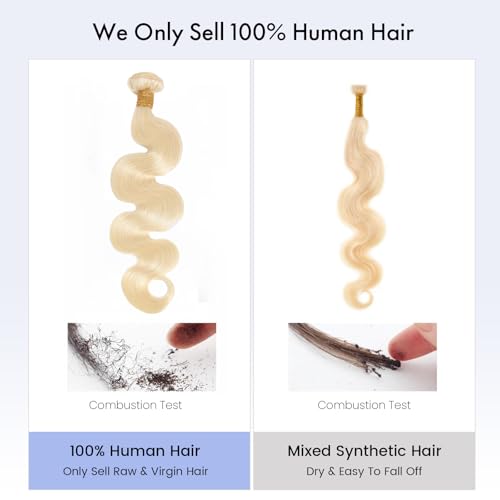 613 Bundles Blonde Bundles Human Hair 18 Inch 613 Body Wave Human Hair bundles 16A 100% Unprocessed Brazilian Virgin Hair Single Bundle No Tangle No Shedding