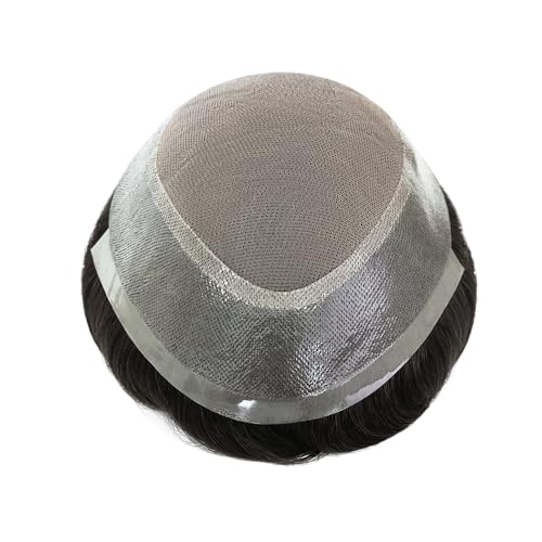Men¡¯s Real Human Hair Toupee ? Breathable Mono Top with Durable PU Base, Natural Hairline, Lightweight Hair Replacement Systems (6"x8")