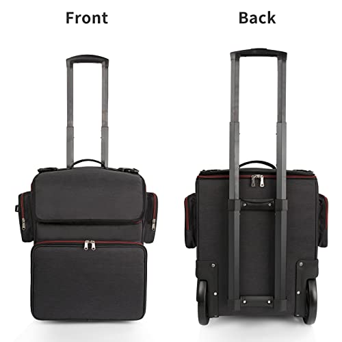OCHEAL Hairtylist Travel case,Large Makeup Train Cosmetic Makeup Case, Hairdresser Bag with Detachable Pouch,Heat Insulation Anti-scalding Full layer Hairdressing Tool Organizer Trolley with wheels