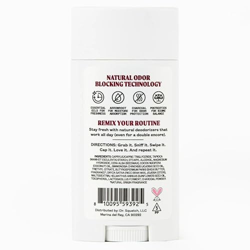 JUKEBOX Natural Deodorant for Women?Rose Hips Don't Lie Scent-Aluminum-Free, No Baking Soda, No Harsh Chemicals, Odor Blocking Technology, Rose, Praline, Lemon Zest-a Dr. Squatch Brand-2.65oz