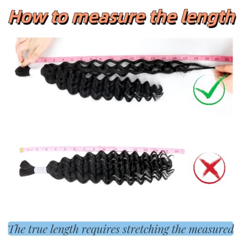Human Braiding Hair Deep Wave Bulk Human Hair for Braiding Bohemian Knotless 2 Bundles 100g 18Inch No Weft 10A Brazilian Virgin Human Hair Extensions Curly Bulk Human Hair for Boho Braids