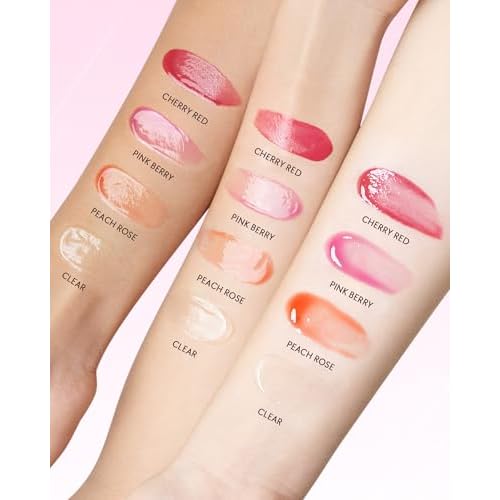Hydrating Brightening Lip Serum, Smooth Tinted Lip Stain, Plumping Lip Gloss with Polypeptide Squalane, Moisturizing Balms, Brighten Dark Lips, Korean Beauty Makeup (06 Cherry Red)