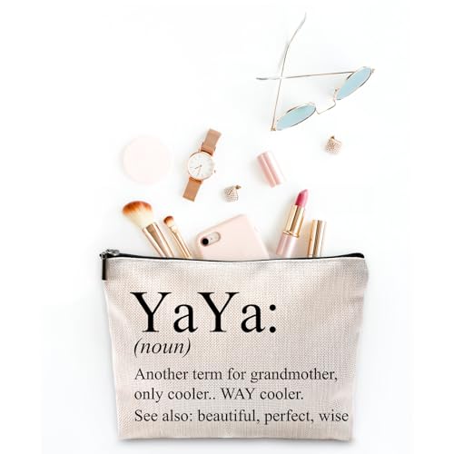 Sufamb Yaya Makeup Bag - Grandma's Birthday & Mother's Day Gift - Small Cosmetic Pouch for Purse