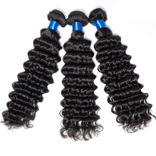 Cranberry Brazilian Virgin Hair Deep Wave Human Hair Bundles 1 Bundle 26 Inch 100% Unprocessed Virgin Hair Curly Waves Double Weft Wet and Wavy Bundles for Black Women