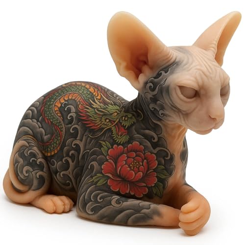 Silicone Cat Model Tattooable Sphynx Cat Model Life Sized Tattooing Fake Skin Body For Tattoo Practice and 3D Display Simulates Real Skin Premium Quality Realistic Silicone Model
