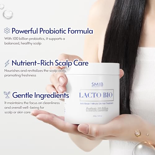 SMIB Lactobio 1'Min Silk Hair Treatment - 100 Billion Postbiotic-Powered Formula for Silky, Healthy Hair?Nourish & Protect -Strengthen & Nourish with Advanced Scalp Care - Korean Formula (14.10 oz)