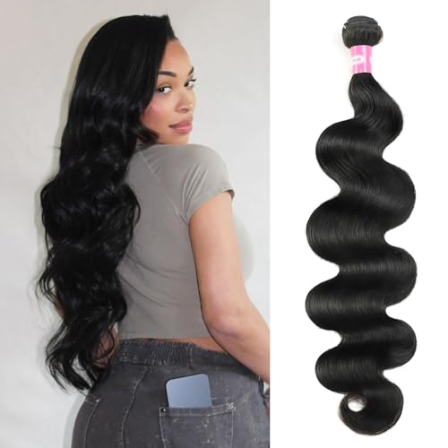 DMKEEP Body Wave Bundles Human Hair 40 Inch Single Bundle 100% Unprocessed 12A Brazilian Raw Virgin Hair Quick Weave Human Hair Extensions Natural Color
