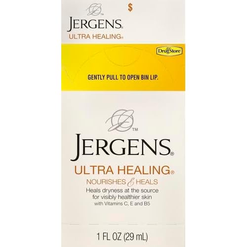 Jergens Ultra Healing Dry Skin Moisturizer, Travel Size Body and Hand Lotion, for Extra Dry Skin, Use After Washing Hands, HYDRALUCENCE blend, Vitamins C, E, B5, 1 Fl Oz (Pack of 2)