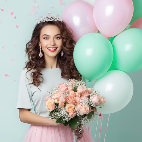 Schmoopy Tiara Crown for Women, Crystal Tiara for Bridal Prom Queen Birthday Birthday Party (A-Silver)