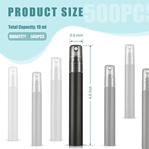 Remerry 500 Pcs 10 ml Perfume Spray Bottles Plastic Travel Refillable Mini Bottles for Women Small Fine Mist Sprayers Portable Frosted Perfume Sprayers Empty Atomizer for Essential Oil