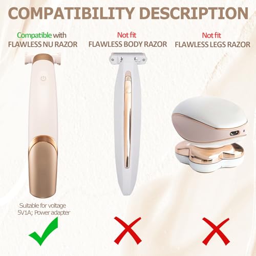 2 PCS Charger Cord Replacement for Flawless Nu Razor, USB Charging Cable for Finishing Touch Flawless Nu Trimmer Power Cord, 5FT