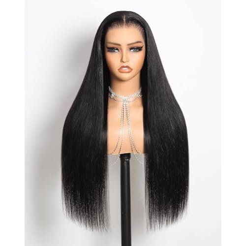 13x6 HD Lace Front Wigs Human Hair 220% Density Glueless Wigs Human Hair Pre Plucked Pre Cut Upgrade Ear-to-Ear Frontal Straight Wigs for Women Glueless Drawstring Wig with Tapes 22 Inch