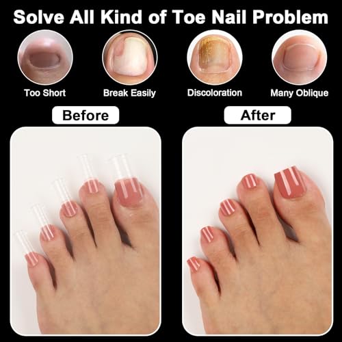 160 Pcs Toe Dual Nail Forms for Poly Gel & Builder Gel Toenail Extension - 16 Sizes Reusable Full Cover Square Toenails Molds - Professional Pedicure Nail Tips for Salon & DIY at Home