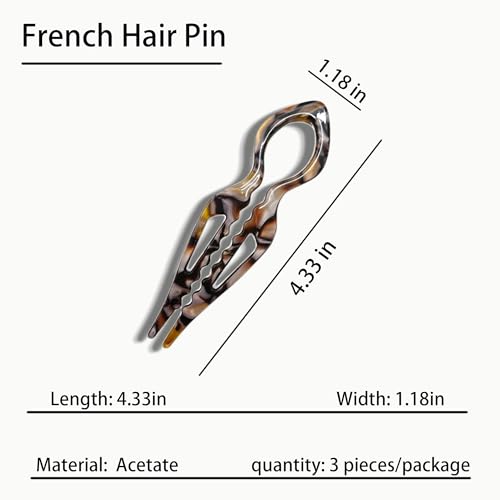 3PCS Prestige French Hair Pin for Women,French Hair Pin for Thin Thick Hair,Double-notch Locking Mechanism Anti-loosening Women Hair Accessories