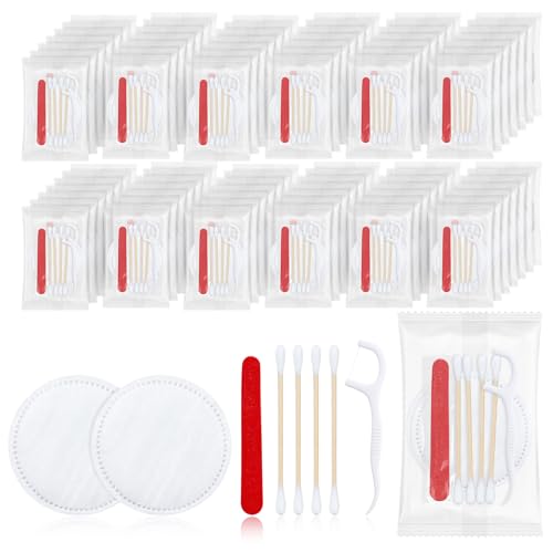 Vanity Kits Bulk, Hotel Vanity Individually Packaged, Vanity Kit With Cotton Pads, Cotton Swabs, Dental Floss And Nail File (200 pcs)