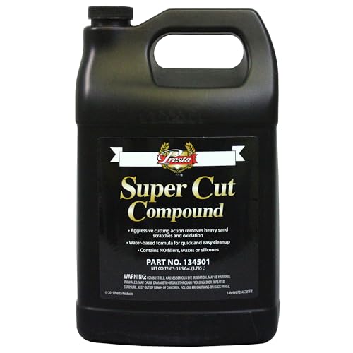 Presta 134501 Super Cut Compound for Removing P800 Grit, Heavy Sand Scratches and Oxidation - 1 Gallon