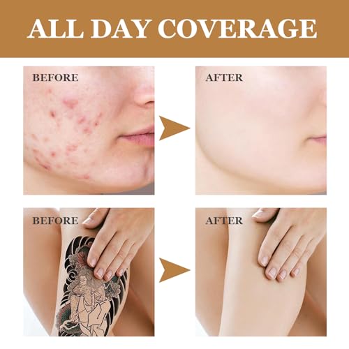 Tattoo Cover Up Makeup Waterproof - 2 Colors Adjustable Tattoo Concealer for Tattoos, Scars, Spots & Vitiligo - Sweatproof Cover Up Concealer for All Skin Tones