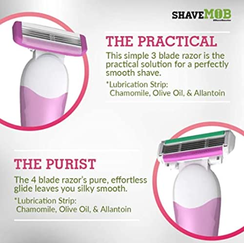 ShaveMOB 4-Blade Women's Razor Kit (Flex Head Handle + 24 Refills) - The Purist Shaving Kit