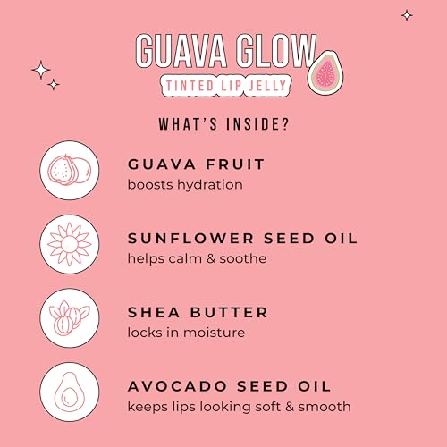 Avatara Guava Glow Tinted Lip Jelly, Hydrating Lip Gloss Treatment with Vitamin-Rich Botanicals, Pale Pink Tint, Vegan & Cruelty-Free, Soothes & Softens Dry Lips, 15mL/0.15 Fl Oz