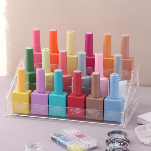 Nail Polish Organizer Clear Acrylic Eyeglasses Display Holder Essential Oil Storage Rack Makeup Stand Tray - 3 Layer