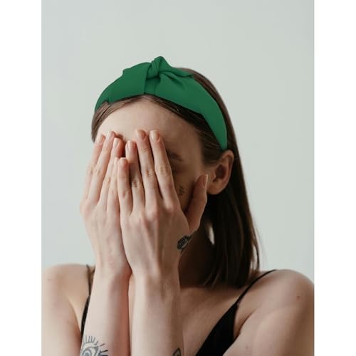 Top Knot Headband for Women Green Non Slip Fashion Wide Knotted Headbands Hair Accessories for Women Girls