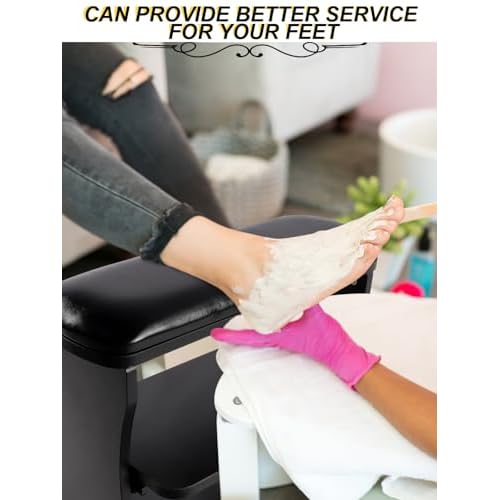 Kalolary Pedicure Foot Rest, Manicure Foot Rest with Wheels PU Leather Home Beauty Footrest Pedicure Foot Stool Stand for Home Salon Use(Black)