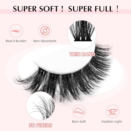 Fluffy Lash Clusters Kit 3D Lash Extension Kit 280PCS DIY Eyelash Clusters for Beginners with Eyelash Tools Voluminous Lash Clusters Wispy Dramatic Yet Lightweight(80D+100D 10-18mm)