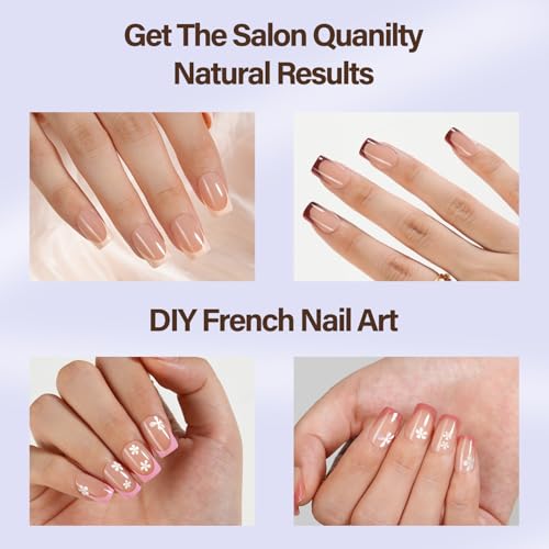 Misssix XBASICTIPS French Tip Press On Nails, 150Pcs French Gel Nail Tips Short Square, Soft Gel Pre-shaped No Need to File 3 in 1 Tips, Fake Nails for Nail Art DIY Extension Designs 15 Sizes