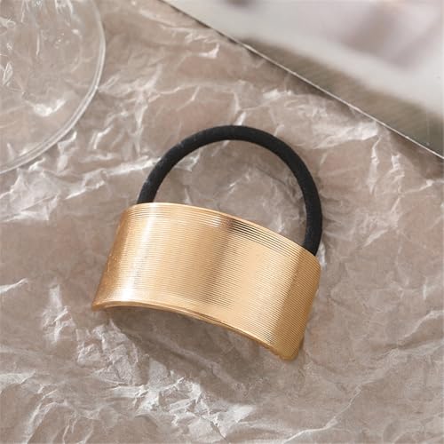 papasgix Metal Hair Ties, Metal Geometric Elastic Hair Ties, Hair Cuff Wrap Gold Hair Ties for Thick Hair Elastic Hair Ties for Women Hair Accessories (Gold-16)