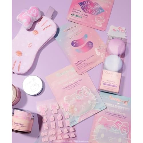The Cr?me Shop x Hello Kitty Look So Cool Printed Essence Sheet Mask, Infused with Hydrating and Cooling Glacial Water, Korean Face Mask - 50th Year Anniversary Limited Edition (Pack of 12)