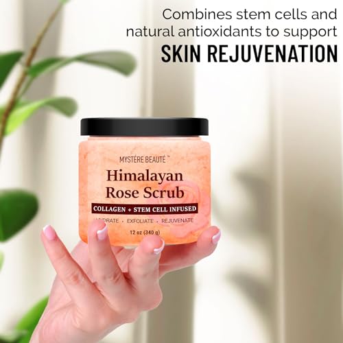 Himalayan Salt Body Scrub 12 oz each Twin Pack - with Collagen and Stem Cells - Exfoliating Salt Scrub for Cellulite - Deep Cleansing for Acne, Scars, Wrinkles - Moisturizes Skin