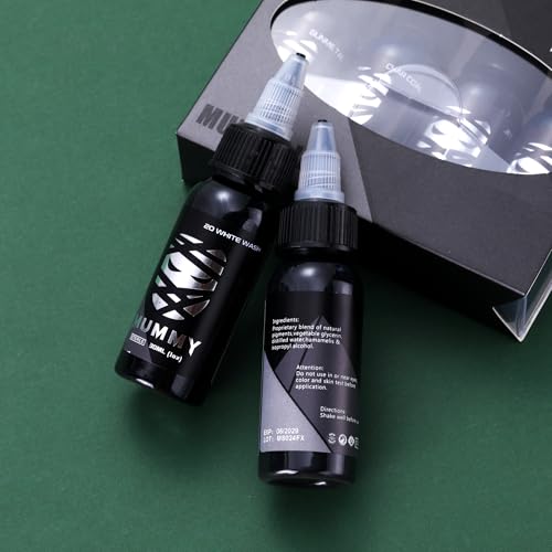 Mummy USA Custom Tattoo Ink Whitewash Set,4 Bottles(1oz Each),Evenly Long Lasting Vibrant and Bright,No Irritation
