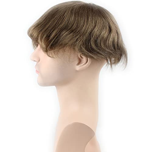 Real Human Hair French Lace with PU Thin Skin Stock Men's Toupee Hair Pieces #18 Color