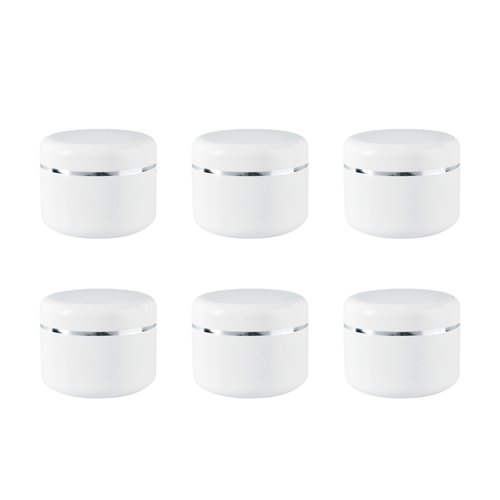 ericotry 6pcs 250g/8oz White Plastic Jars Empty Cosmetic Jars Refillable Round Containers with Dome Lid for Cosmetic Lotion Cream