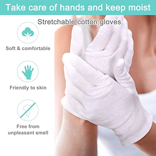 Cotton Kids Gloves - 24pcs Soft White Moisturizing Eczema Gloves for Dry Hands SPA Inspection (X-Small)