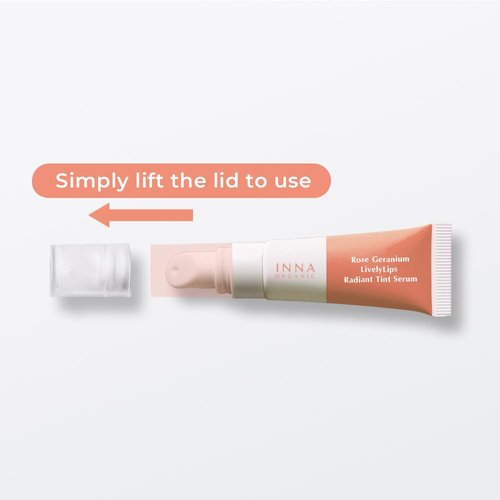 INNA ORGANIC Tinted Lip Balm, Moisturizing, Healing, Light Rosy color, 100% Vegan Lip Serum, EWG & COSMOS Certified| suitable for 10-15, kids | Rose Geranium Essential Oils | Luxury Clean Beauty
