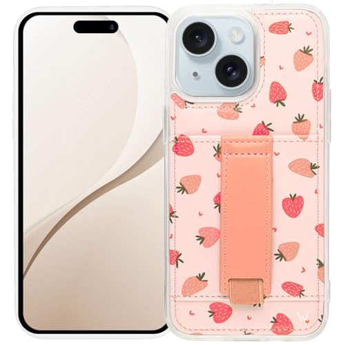 Walli Cases for iPhone 15 Plus Case Aesthetic Wallet Phone Case Card Holder, Securely Holds up to 2 Cards - Cute, Trendy Phone Cover for Women, fits iPhone 15 Plus, with Kickstand & Finger Strap