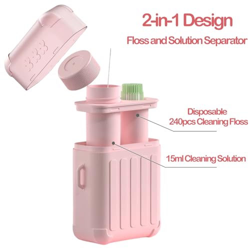 Piercing Cleaning,Earring Hole Cleaner,Ear Piercing Aftercare Cleaner Kit with 240pcs Disposable Ear Piercing Cleaning Floss & 15ml Cleaning Solution for Women Men