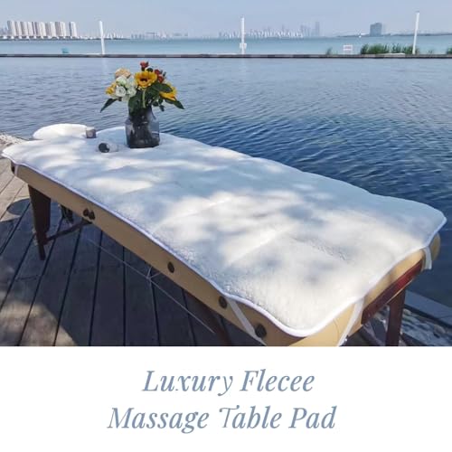 Fleece Massage Tables Cover Set 31"x72", Cozy Quilted Massage Bed Topper, Includes Pad & Face Cradle Cover, Natural, Hypoallergenic, Skin-friendly ? Ideal for Spa, Physical Therapy, Home Massage