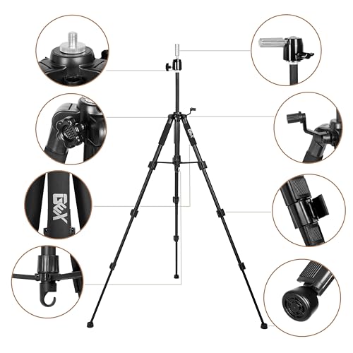 GEXWORLDWIDE 55" Mannequin Tripod Stand Canvas Block Training Doll Manikin Head Wig Stand for Cosmetology Hairdressing (Black)