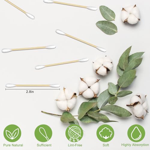 Eyxformula 1000 Count Wooden Cotton Swabs, Sustainable Bamboo Sticks & Soft Tips, Natural Organic Cotton Buds for Ear Cleaning, Makeup Removal, Craft Projects, Personal Care, Pet Care, Household Use