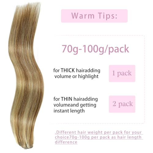 Clip in Hair Extensions Real Human Hair Chestnut Brown to Golden Blonde 22 inch 7pcs 100g/Pack, Human Hair Clip in Extensions, Salon-Grade Quality, Easy Comfort Wear for Women (#P6/22, 22 inch)