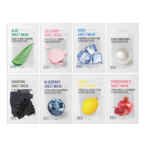 EUNYUL Purity Korean Collagen Face Mask for Skincare 8 Types x 5 Sets Hydrating and Nourishing