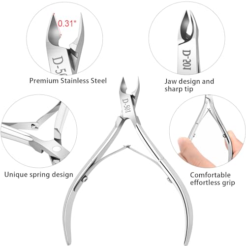 4 Packs Cuticle Nipper, Premium Stainless Steel Cuticle Trimmer for Manicure & Pedicure at Home/Spa/Salon [Silver]