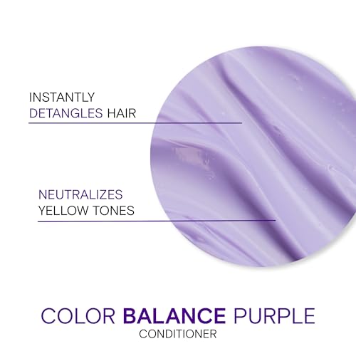 Joico Color Balance Purple Conditioner | For Cool Blonde, Gray Hair | Eliminate Brassy Yellow Tones | Boost Color Vibrancy & Shine | UV Protection | With Rosehip Oil & Green Tea Extract | 8.5 Fl Oz