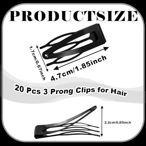 20 Pcs Double Grip Metal Snap Hair Clips for Women/Girls,Small Barrettes for Thin/Fine/Short Hair,Strong Hold Hair Accessories, (Black)